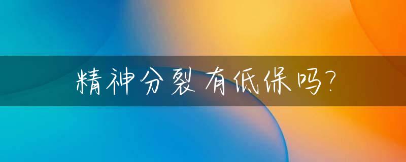 精神分裂有低保吗?