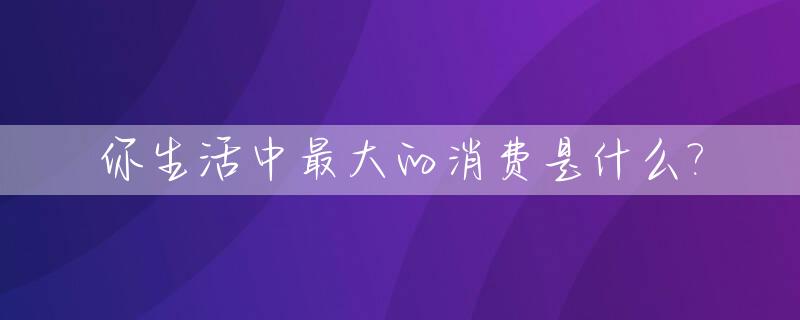 你生活中最大的消费是什么?_日常生活最大的消耗品