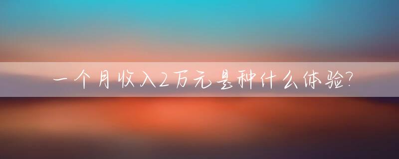一个月收入2万元是种什么体验?_一个月收入2万怎么扣税