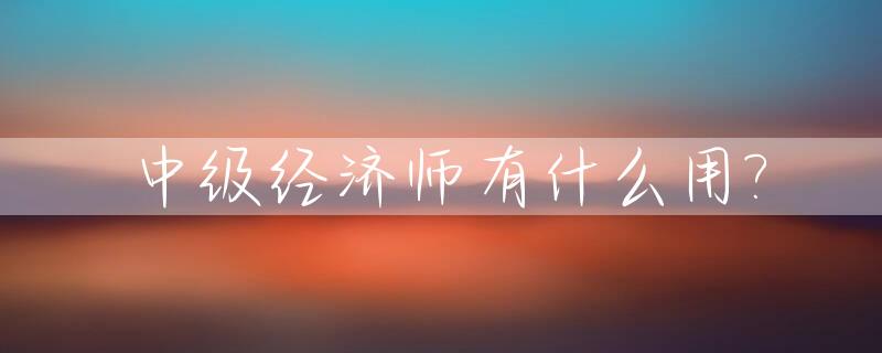 中级经济师有什么用?_上海中级经济师有什么用