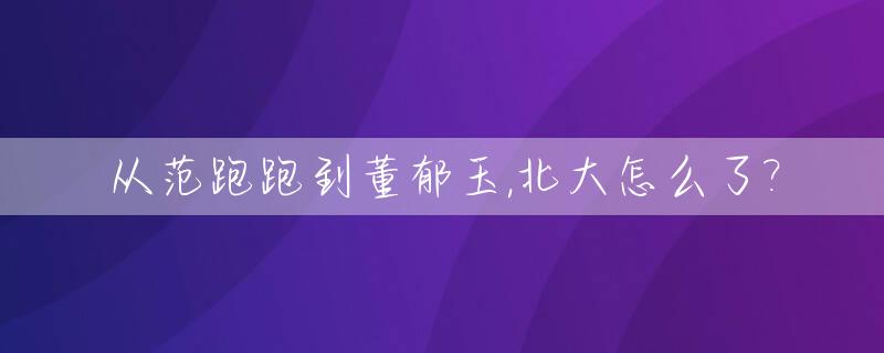 从范跑跑到董郁玉,北大怎么了?_北大才子范跑跑