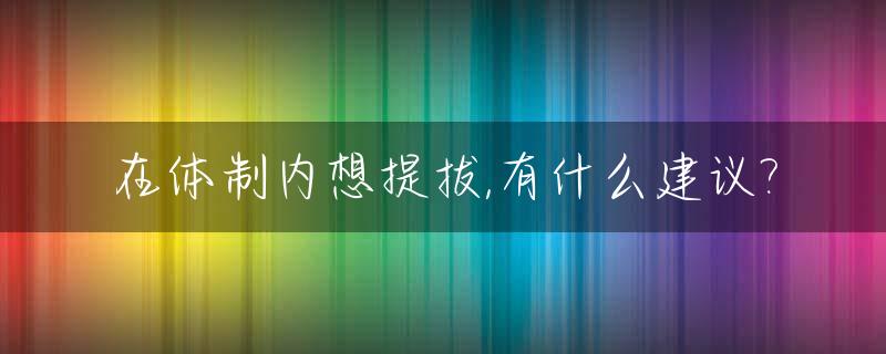 在体制内想提拔,有什么建议?_在体制内如何升官