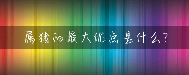 属猪的最大优点是什么?_属猪的人的优点和弱点