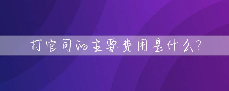 打官司的主要费用是什么?_打官司的费用是由哪方承担