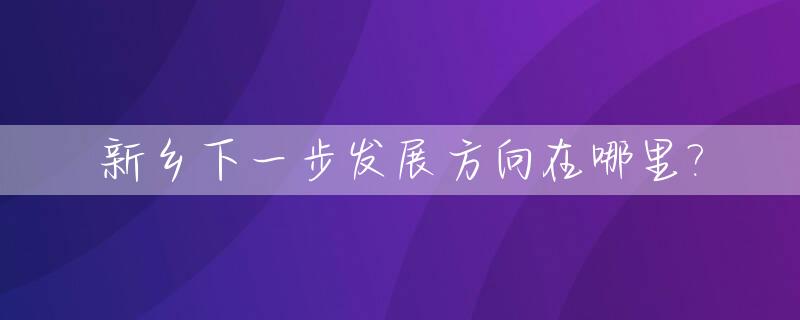 新乡下一步发展方向在哪里?_新乡未来发展有潜力吗