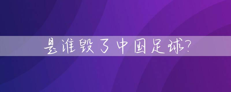 是谁毁了中国足球?_中国足球罪人
