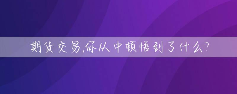 期货交易,你从中顿悟到了什么?_期货交易的感悟和总结