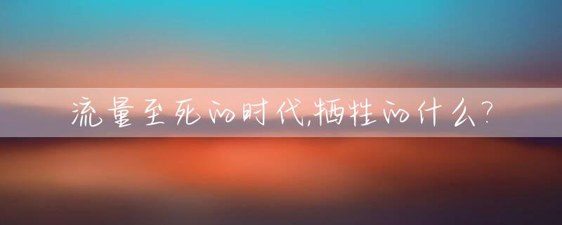 流量至死的时代,牺牲的什么?_流量的牺牲品