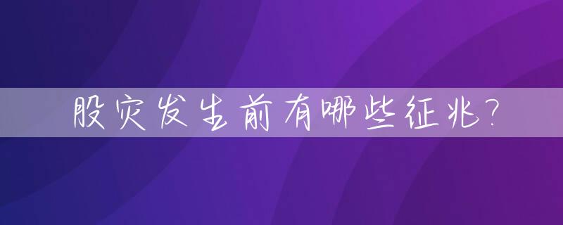 股灾发生前有哪些征兆?_股灾的前奏