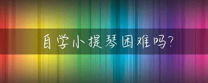 自学小提琴困难吗?_自学小提琴能学会吗
