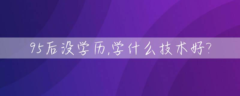 95后没学历,学什么技术好?_90后没有学历没有技能能干啥